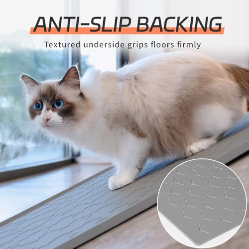 Bulkniu Large Silicone Cat Litter Mat, Waterproof/Urineproof, Litter Recycling, Easy to Clean, Soft on Kitty Paw (22"X34"- Grey)