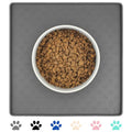 Ptlom Grey Pet Placemat for Dog and Cat, Waterproof Non-Slip Silicone Feeding Bowl Mat Prevent Food and Water Overflow, Puppy Dish Feeder Fountain Trays Suitable for Medium and Small Pets