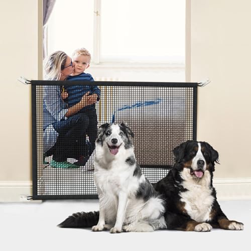 Cupount Dog Screen Mesh Gate for Stairs Pet Gates for The House: for Doorways Stairways Indoor 29 inches Tall, 38 inch Wide, Fits 32-35 inch Openings