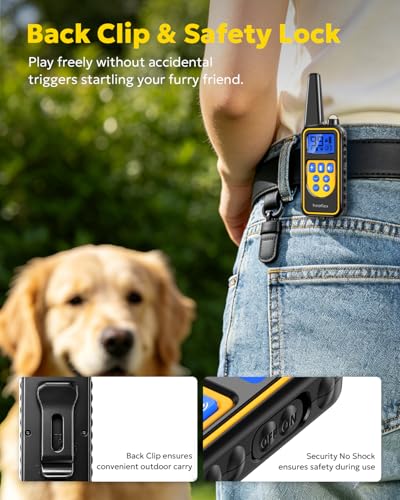 Heaflex Dog Shock Collar with Remote, Dog Training Electric Collar, Waterproof Rechargeable, 1640ft Dog Shock Collar with LED Light, Beep, Vibration, Shock for Medium/Large 3 Electronic Collars Dogs