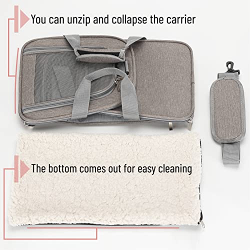 Mr. Pen- Pet Carrier, 17.5" x 11.2" x 11.5", Medium Size, Gray, Portable Travel Carrier for Small Pets, Cats & Small Dogs, Breathable Mesh, Safety Inner Leash, Side Pocket & Padded Shoulder Strap