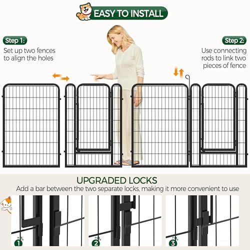Yaheetech Dog Playpen, 40 Inch 8 Panels Heavy Duty Metal Pet Fence for Indoor Puppy Exercise Pen for RV Camping/Yard/Garden, Black