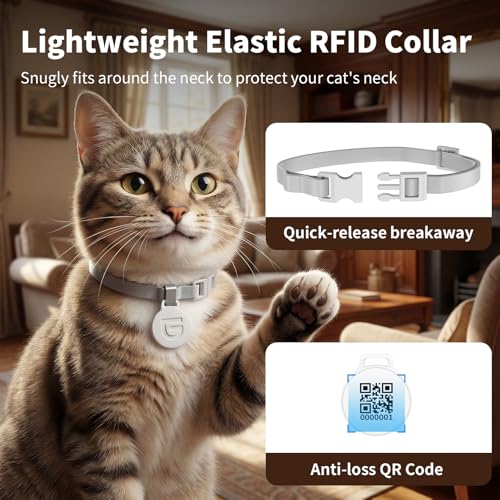 HoneyGuaridan RFID Automatic Cat Feeder with Collar Tag-Activated Personalized Meal, 4.6L 5G WiFi APP Control Cat Food Dispenser with Diet Tracking and Anti-theft for Multi Pet Home and Different Diet