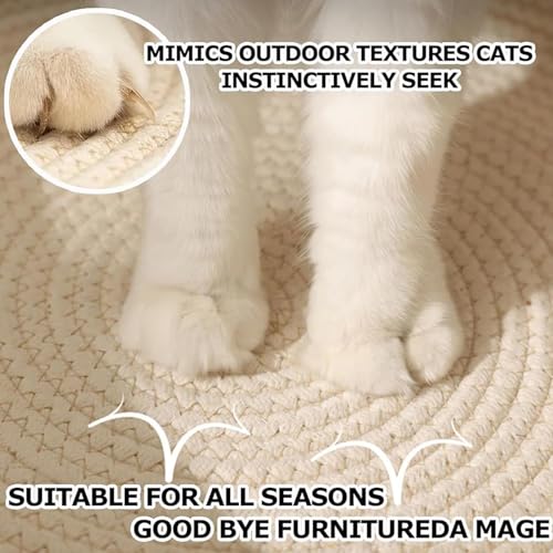 FHKPET Instinct Basket, Stimuli Handwoven cat Basket Rope Cotton Eliminates Bed Rejection Round Pet Basket, Boho Catbed for Cats Handwoven Scratchable Breathable Weave (Large)