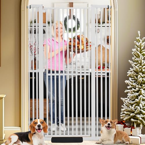 SHYUJAJIE 71 Inch Extra Tall Pet Gate for Cats, 29.5-43" Adjustable Wide Dog Gates, Pressure Mounted Walk Through Tall Cat Gate for Doorways,Hallway,Stairs,House（White）