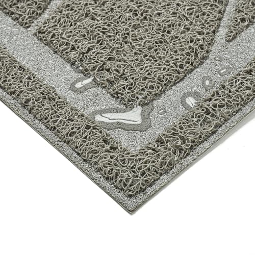 WePet Cat Litter Box Mat, Kitty Premium PVC Pad, Durable Trapping Rug, Phthalate Free, Urine-Resistant, Scatter Control, Mosaic, M 23 x 16 Inch, Cadet Grey