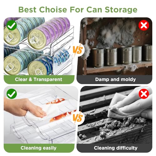 REFLYING Cat Food Can Organizer, Can Organizer for Pantry, Transparent Cat Food Storage Container Holds 36 (3.5oz) Cans, Canned Food Organizer and Storage for Countertop Kitchen Cabinet (2 Layers)
