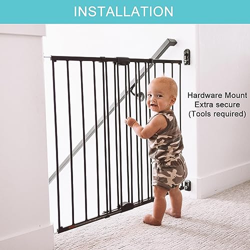 Toddleroo by North States - Easy Swing & Lock Baby Gate Series 2: Hardware Mounted Metal Safety for Stairs & Doorways - Adjustable 28.68 to 47.85 Inches Wide - 31 Inches Tall - Matte Bronze