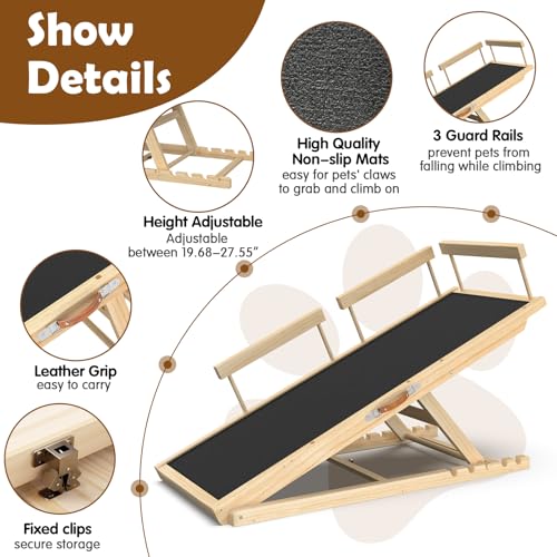 Dog Ramp for Bed and Couch 55" with Non-Slip Surface & Side Rails