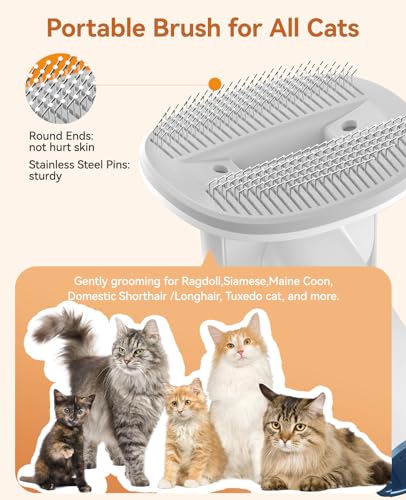 oneisall Cat Grooming Vacuum, Quiet Pet Vacuum Grooming Kit with Brush & Clippers for Hair Shedding Trimming, 6 in 1 Cat Vacuum Groomer for Pet Hair Grooming, White