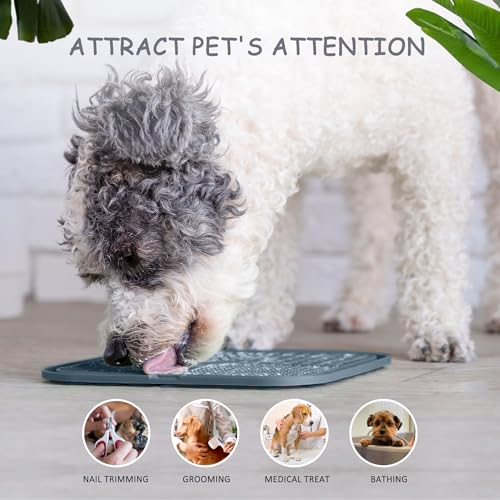 ChefAide 2 Pack Lick Mat for Dogs,Cats,Upgraded 8.5×8.5 inches Licking Mats with Suction Cups,Slow Feeder Licking Pad for Anxiety Relief and Boredom Reducer,Suitable for Dog Training Set 4