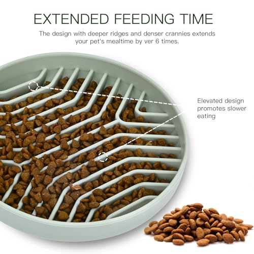 Slow Feeder Dog Bowls, Puzzle Silicone Dog Feeding Bowls with Suction Cups, Anti-Choking, Non-Slip Design, Reduces Boredom, Anxiety, Ideal for Medium to Small Dogs & Cats - XAQMHSW