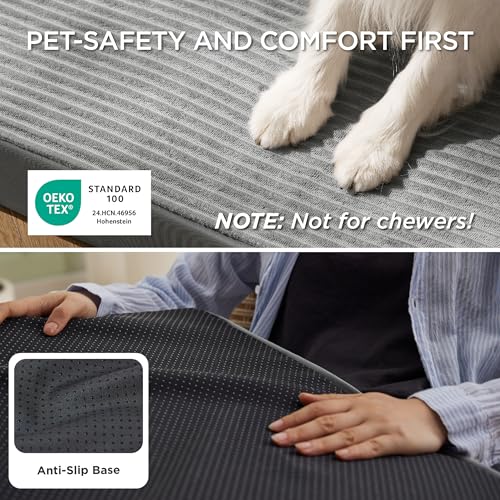 Bedsure ComfyFleece Dog Beds Large Sized Dog- Orthopedic Pet Beds for Crate with Removable Machine Cover, NOT Waterproof Egg Crate Foam Puppy Mat for Pets Up to 50 lbs, 35x22x2.8, NOT Chewproof