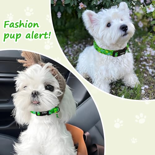 Astdogio Dog Collars for Small Medium Dogs, Dinosaur Dog Collars for Male Dogs，Adjustable Cotton Boy Dog Collars for Small Dogs，Ideal, Daily Photos & Pet Fashion Accessory, S