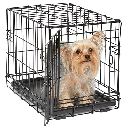 MidWest Homes for Pets 18-Inch iCrate for Tiny Breeds, Up to 10 lbs, Single Door Folding Dog Crate with Divider Panel, Leak-Proof Tray & Secure Latch, Portable, Durable & Easy to Assemble