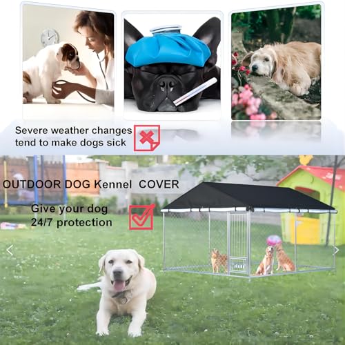 Outdoor Dog Kennel Cover Full Coverage for 10'Dx10'Wx7'H Dog Cages,600D Heavy Duty Waterproof Large Dog Kennel Cover,(Kennel not included) Black