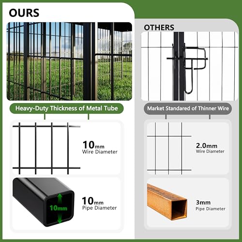 ASJMR 10x10x6 FT Large Dog Kennel Outdoor, Heavy Duty Dog Run with Waterproof Roof, Anti-Rust Galvanized Steel Dog Cage with Feeding Door, Dog Pen Enclosure with Double Locks for Outside