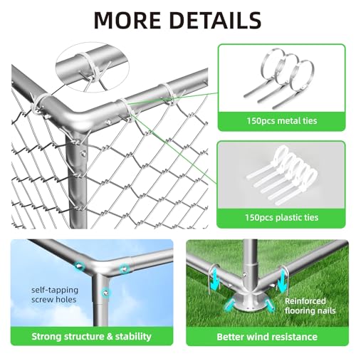 10x10FT Dog Kennel Outdoor Outside, Heavy Duty Metal Dog Enclosure with Waterproof Oxford Roof & Security Lock,Panels for Large Dogs & Small Animals, Backyard Pet Playpen