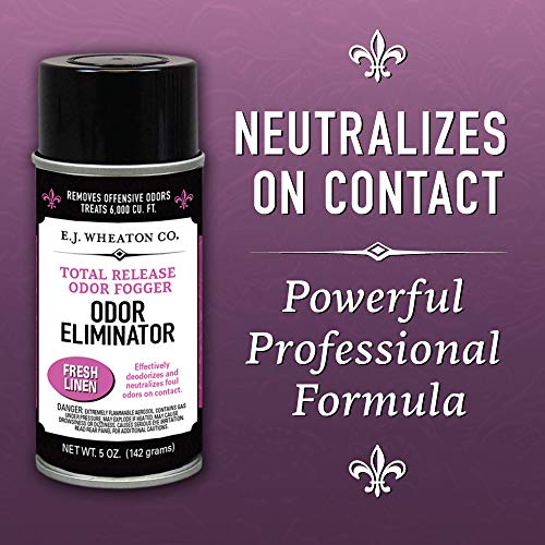 E.J. Wheaton Co. Odor Eliminator, Total Release Odor Fogger, 3 Pack, Effectively Deodorizes and Neutralizes Foul Odors on Contact, Fresh Linen (5 OZ)