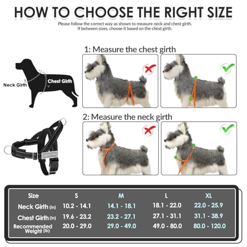 SlowTon No Pull Dog Harness - Heavy Duty Dog Harness and Leash Set for Medium Large Dogs, Reflective Tactical Harness with Soft Padded and Front Clip for Easy Walk and Training (Black L)