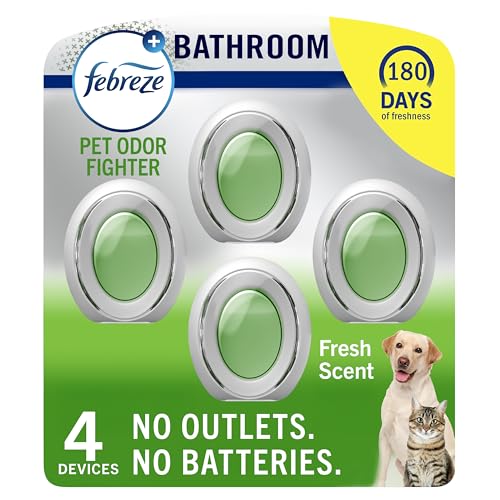 Febreze Multicolor Bathroom Air Freshener, Odor-Fighting, Plug in Alternative, Air Fresheners for Home, Bathroom, Kitchen, and Closet, Heavy Duty Pet Scent, 4 Count