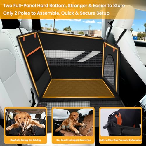 Buatis Large Dog Car Seat Cover with Dog Bed Mat for Back Seat Half - Single Seat Travel Hammock Extender, Waterproof Hard Bottom for Medium & Large Dogs, Car SUV Truck Vehicle