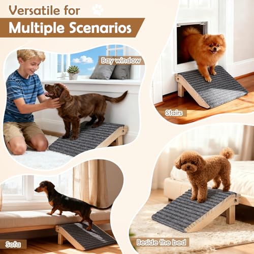 KISIMUY Foldable Wooden Dog Stairs, Slope for Senior & Joint-Sensitive Dogs