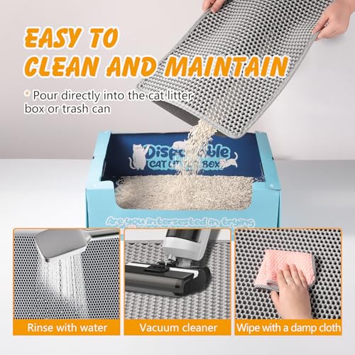 ondware Cat Litter Mat, 30x24 Inch Double Layer Litters Box Mat, Waterproof Cat Mat for Litter Box(Gray)