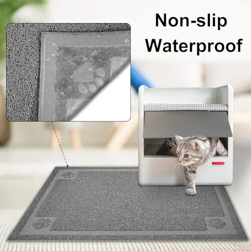 UPSKY Large Cat Litter Mat Trapper 35"×23" Traps Litters from Box and Paws Scatter Control for Folding Trapping Mat Soft for Floor on Sensitive Kitty Paws Easy to Clean