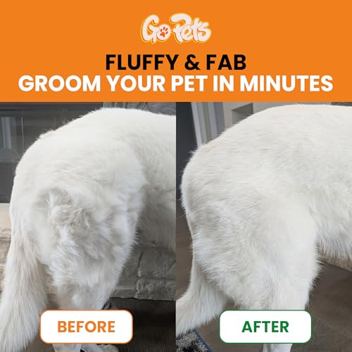 GoPets 2-in-1 Dematting Comb for Dogs, Pet Grooming Rake, Double-Sided Dog Brush for Shedding, Deshedding Brush for Cats, Undercoat Mat Dematting Tool for Long Haired Cats, Grooming Matting Hair