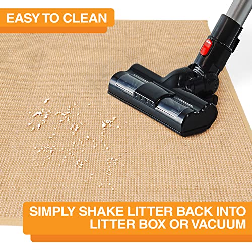 Neater Pets Jute Cat Litter Trapping Mat - Catches Spilled Litter Mess from Kitty Litter Box to Protect Floors, Soft on Cats Paws, Anti-Skid Backing, Easy to Clean, Beige, 24" x 36"