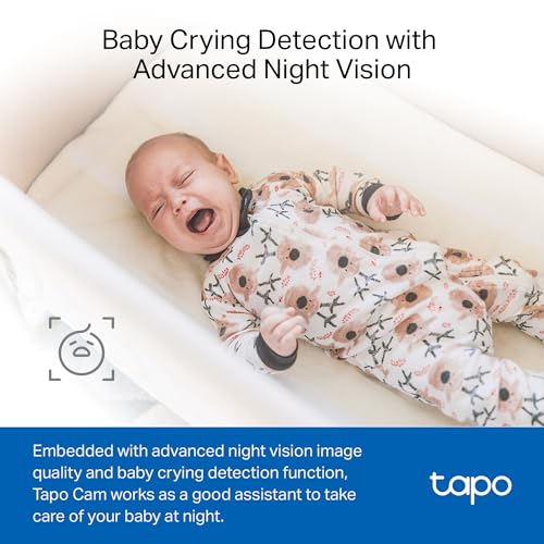 Tapo 1080P Indoor Wired Security Camera - Works as a Baby Monitor & Pet Camera, Motion Detection, 2-Way Audio, Siren, Night Vision, Subscription-Free Local Storage or Optional Cloud, C101