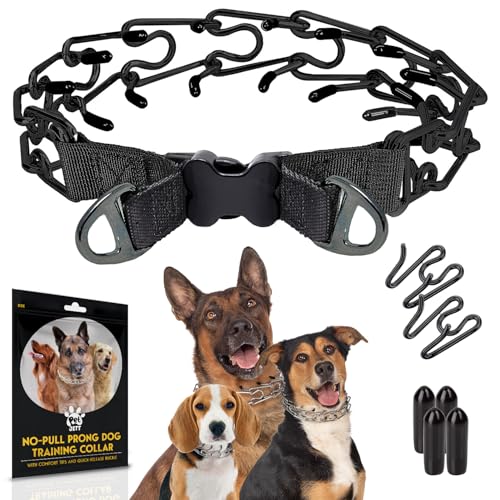 PetJett Prong Collar for Dogs - Choke Collar for Dogs, Pinch Collar for Dog Adjustable No Pull Dog Collar - Training Collar for Small Medium Large Dog Safety Durable Stainless Steel Metal Choker Chain