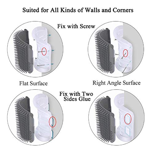 Kingtree Cat Corner Scratcher Self Groomer with Catnip, 2 Pack Softer Cat Face Scratchers Wall Corner Grooming Massage Combs for Long & Short Fur Cats