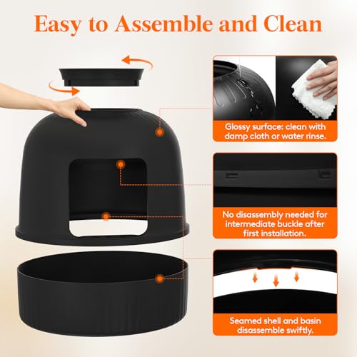 Lifewit Cat Litter Box, Hidden Enclosure Litter Tray with Odor Control & Carbon Filter in Living Room, Bedroom, Corner with Faux Plant& Plastic Scoop, 48 x 120 cm/19x47, Black