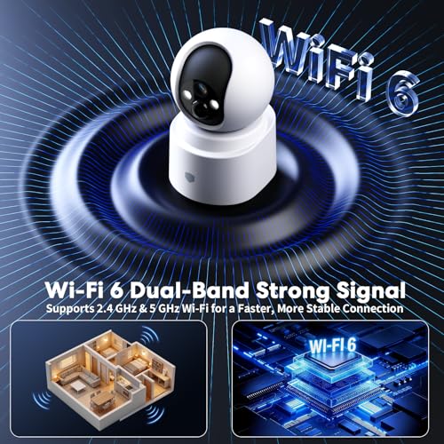 Noonkey Battery Powered Wireless Indoor Security Camera, 4MP HD Pan/Tilt Pet Camera w/ 6000mAh Rechargeable, 5G&2.4G WiFi 6,Motion Detection, Color Night Vision, 2-Way Talk, Home/Pet/Baby Monitoring