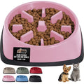 GORILLA GRIP® Patented BPA Free Slow Feeder Dog Bowls, Interactive Puzzle Toy for Dogs and Cats Food Training Enrichment, Keeps Pets Busy and Prevents Puppy Overeating, Small Breeds, 1 Cup, Pink