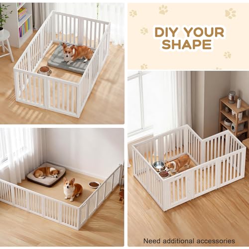 LoveTail Dog Playpen, Clear Dog Pen, Dog Pen Indoor, Easy to Install and Remove Dog Play Pen, Puppy Playpen Suitable for Dogs, Cats,Dog Playpen Indoor (White, 23.6 inch Height, 10 Panels)