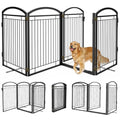 Full Metal Free Standing Dog Gate with Door for Outdoor Indoor,96'' Extra Wide 36'' Tall Dog Gates for Doorways,Large Openings,Decks,Porch,Freestanding Portable Pet Fence(4 Panels,Black)