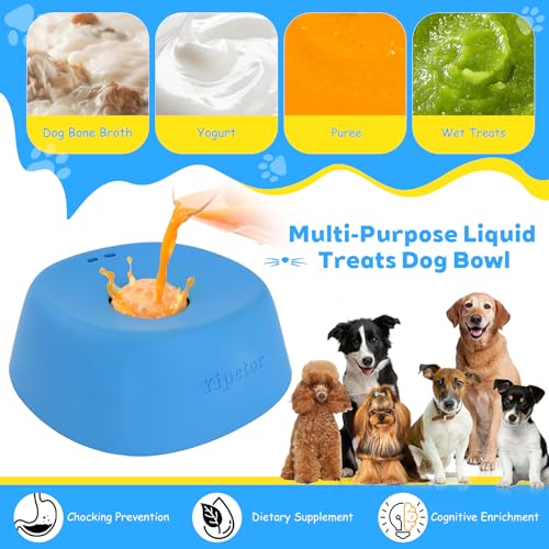 Yipetor Slow Feeder Dog Bowls for Liquid Treat, 【Enrichment Ball-Roll】 Bone Broth Dog Lick Bowl, 3/4 Cup Yogurt Pup Lick Toy for Large Medium Small Breeds Dietary Supplement/Post-op Nutrition