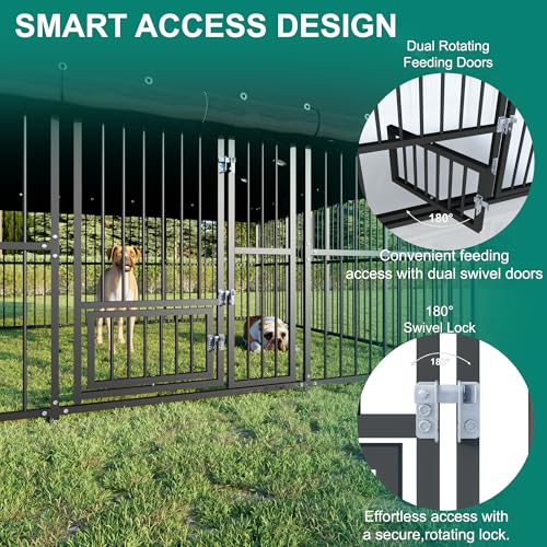 10x20x6 FT Dog Kennel, Outdoor Dog Enclosure with Roof for Large Dogs, Heavy Duty Metal Outside Dog Fence with Triple Safety Locks Secure Dog Cage