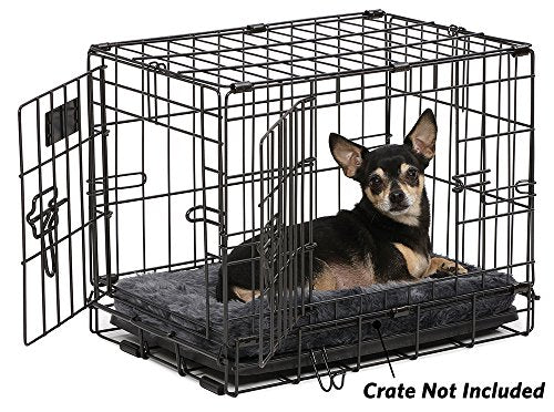 MidWest Homes for Pets QuietTime XXS Dog Bed – Gray Faux Fur Bolster, Ultra-Soft and Machine Washable, Fits 18-Inch Crates and Carriers, for Small Dogs and Cats