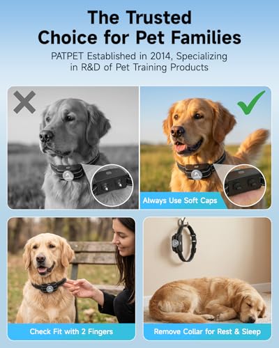 PATPET Dog Training Collar Shock Collar with Remote - 3 Training Modes, Beep, Vibration and Shock, Up to 1000 ft Remote Range, Rainproof for Small Medium Large Dogs