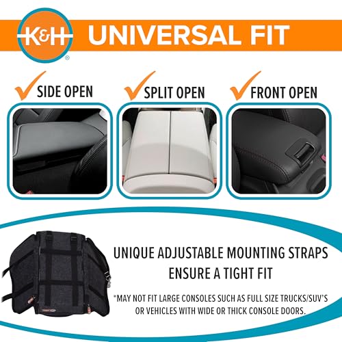 K&H Pet Products Center Console Dog Car Seat for Small Dogs & Cats, Secure Armrest Booster Pet Carrier with Safety Tether, Zippered Enclosure, 2 Pockets, Washable Plush Pad, for Pets Under 8 lbs.