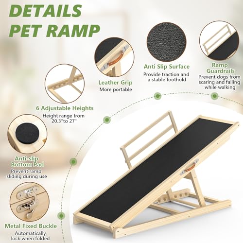 Dog Ramp for Bed, Sofa & Car, for Senior, Injured & Small to Large Dogs