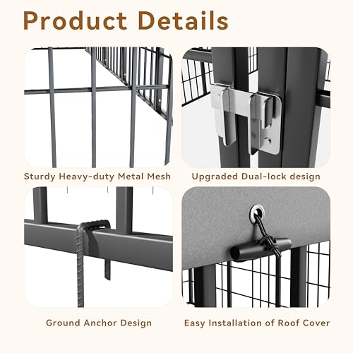 10x10FT Large Outdoor Thickened Dog Kennel, Heavy-Duty Modular Dog Cage with Roof Dog Kennel Outside with Double Doors & Weatherproof UV-Resistant Cover Dog Easy Assembly Enclosure for Patio,Garden