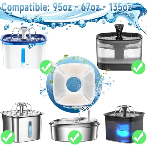 OPISICEN 18 Pcs Cat Fountain Filters Replacement Compatible with VEKEN 95oz/2.8L, 67oz/2L, 135oz/4L Pet Fountain
