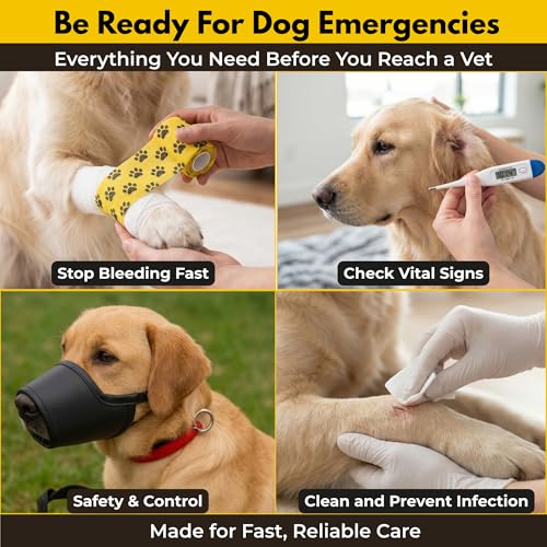 Ruffify Dog and Cat First Aid Kit – Vet Approved, 74 Essential Items Pet Emergency Kit Accessories for Car, Travel, Hunting, Hiking & Camping Gear with Mini Pouch for Home, Office & Outdoor Adventures