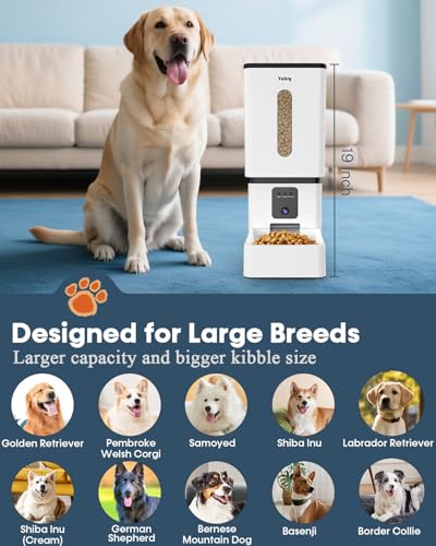 Automatic Dog Feeder Large Breed with Camera - 12L/50 Cups 5G WiFi App Control Dog Food Dispenser, Easy Setup, HD 1080P Video with Night Vision by Yakry