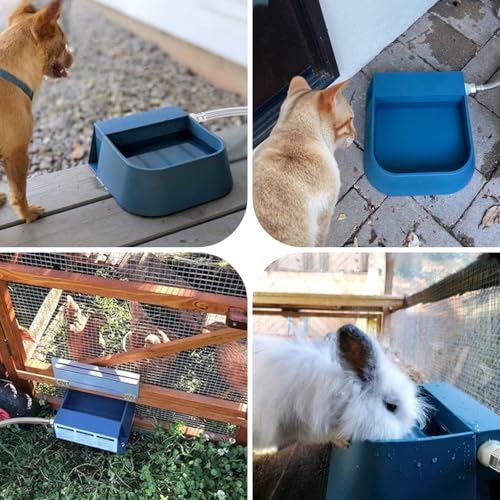PETLESO Dog Water Bowl Dispenser, Automatic Water Dispenser for Dogs with 3/4'' Hose, Auto-Fill Cat Water Fountain, Pet Water Dish for Outside Animals, Chickens Rabbits, 2L